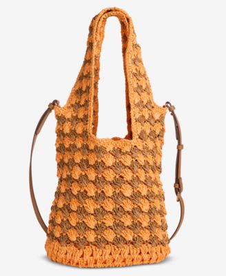 Drawstring Straw Handle Mini Tote