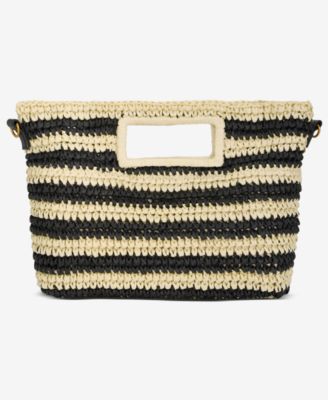 Striped Straw Clutch Bag