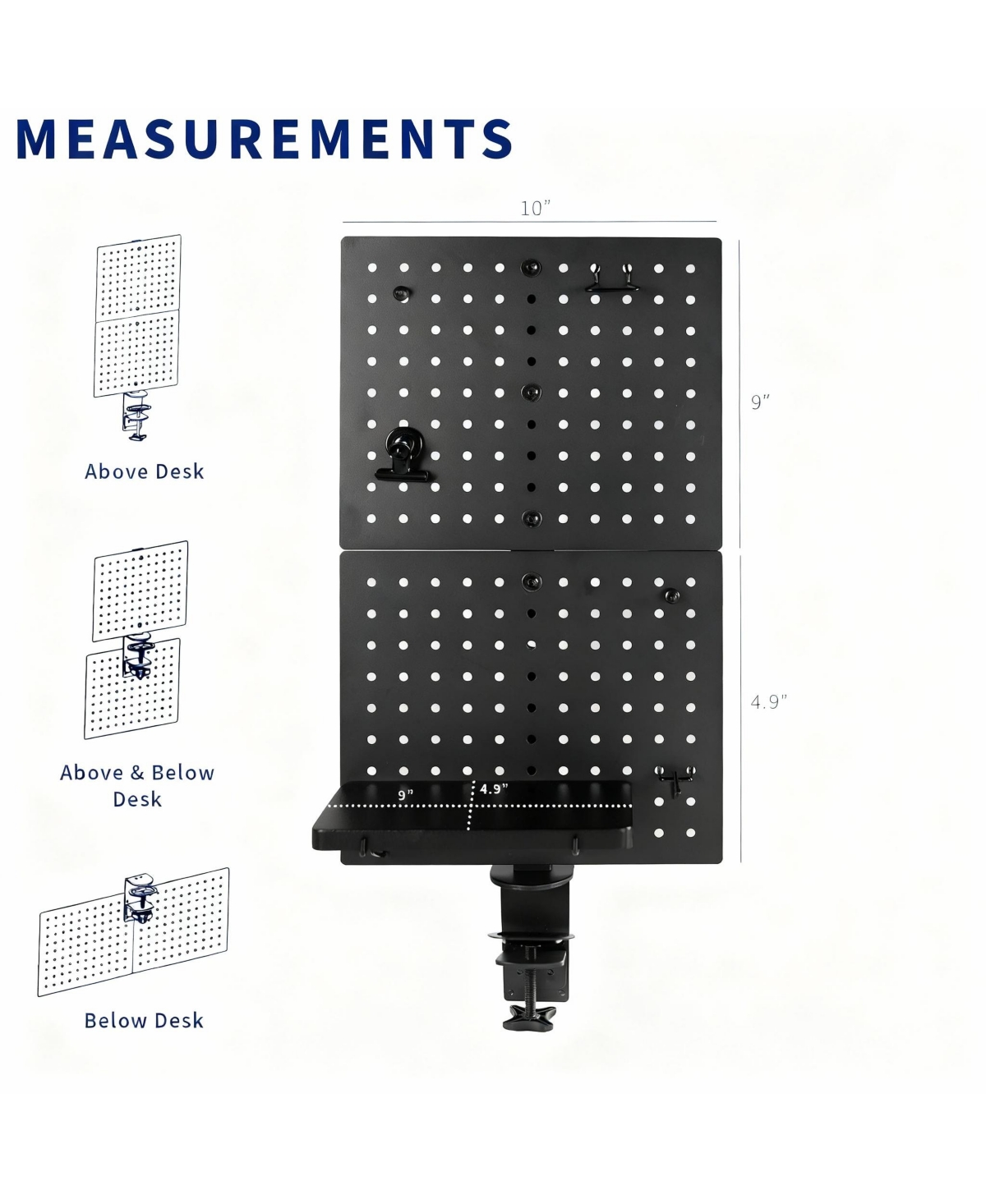 Yigii Magnetic Clamp-On Pegboard Organizer for Desk, Flexible Placement, Easy Installation