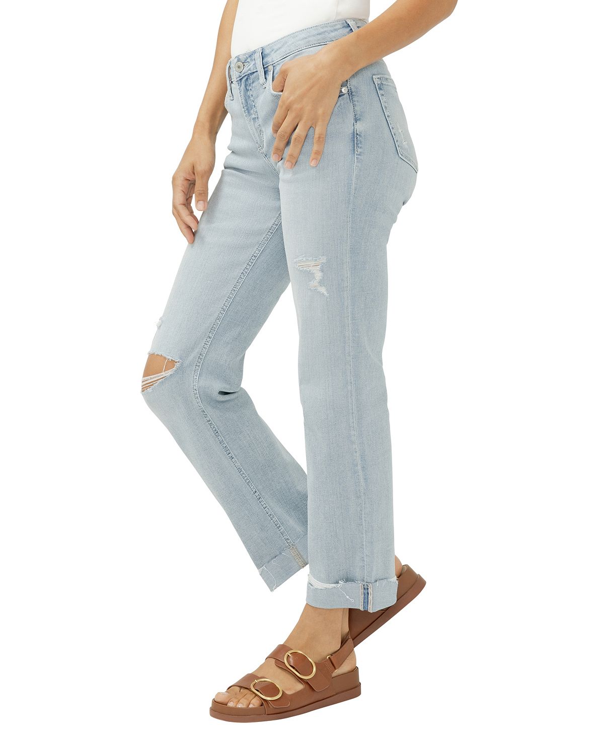 Silver Jeans Co. Women's Chelsea Mid-Rise Straight Leg Luxe Stretch Jeans view 2 — MAYCSS fashion products