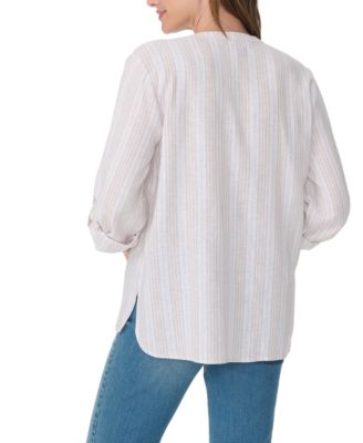 Women's Linen Band Collar Top