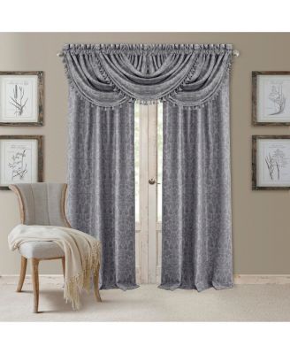 Antonia Damask Print Waterfall Tassel Window Valance