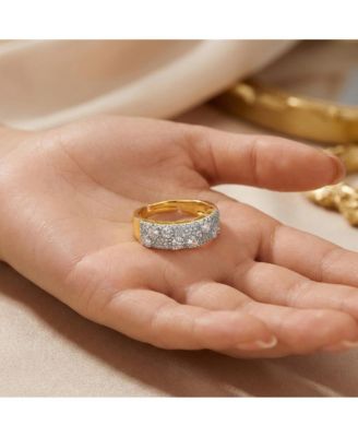 Brilliant 14K Gold Plated Multi-Dimensional CZ Pave Band Ring