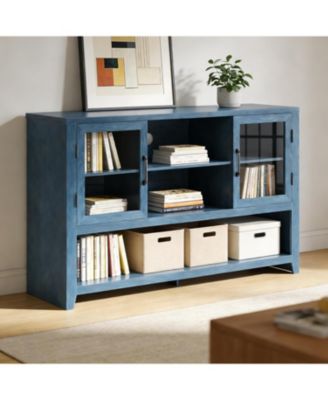 53" Kitchen Buffet Sideboard, Modern Coffee Bar Table with 2 Glass Doors & 3 Shelves, Storage Cabinet for Living Room, Entryway, Dining Room