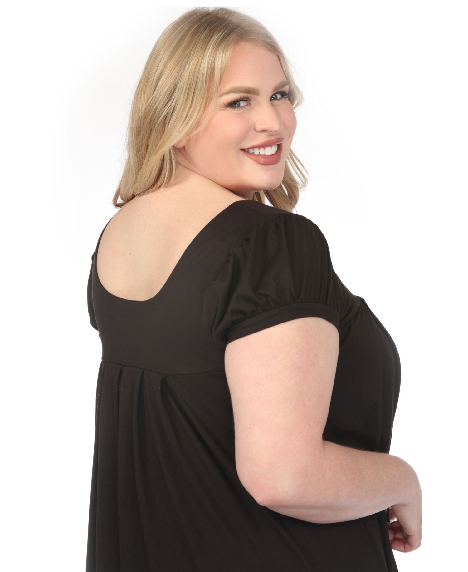 Plus Size Cap-Sleeve Pleated Top