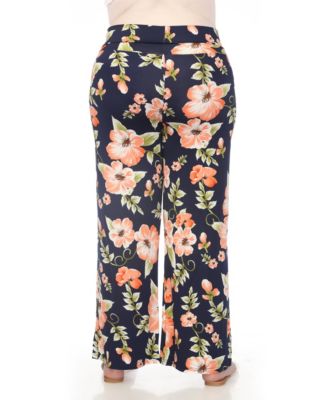 Plus Size High-Waist Floral Wide-Leg Pants