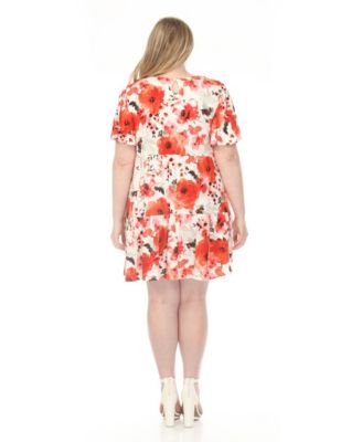 Plus Size V-Neck Vintage Floral Short-Sleeve Dress