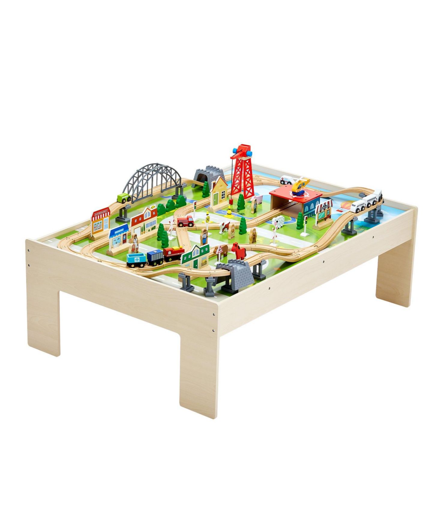 Детские фигурки SUGIFT 120-Piece Train Table with Collapsible Bin & 3-in-1 Design, цвет: Зелёный — фото 10