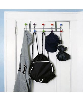 10 Hooks Over Door Hook Rack, Stainless Steel, Ceramic Knobs
