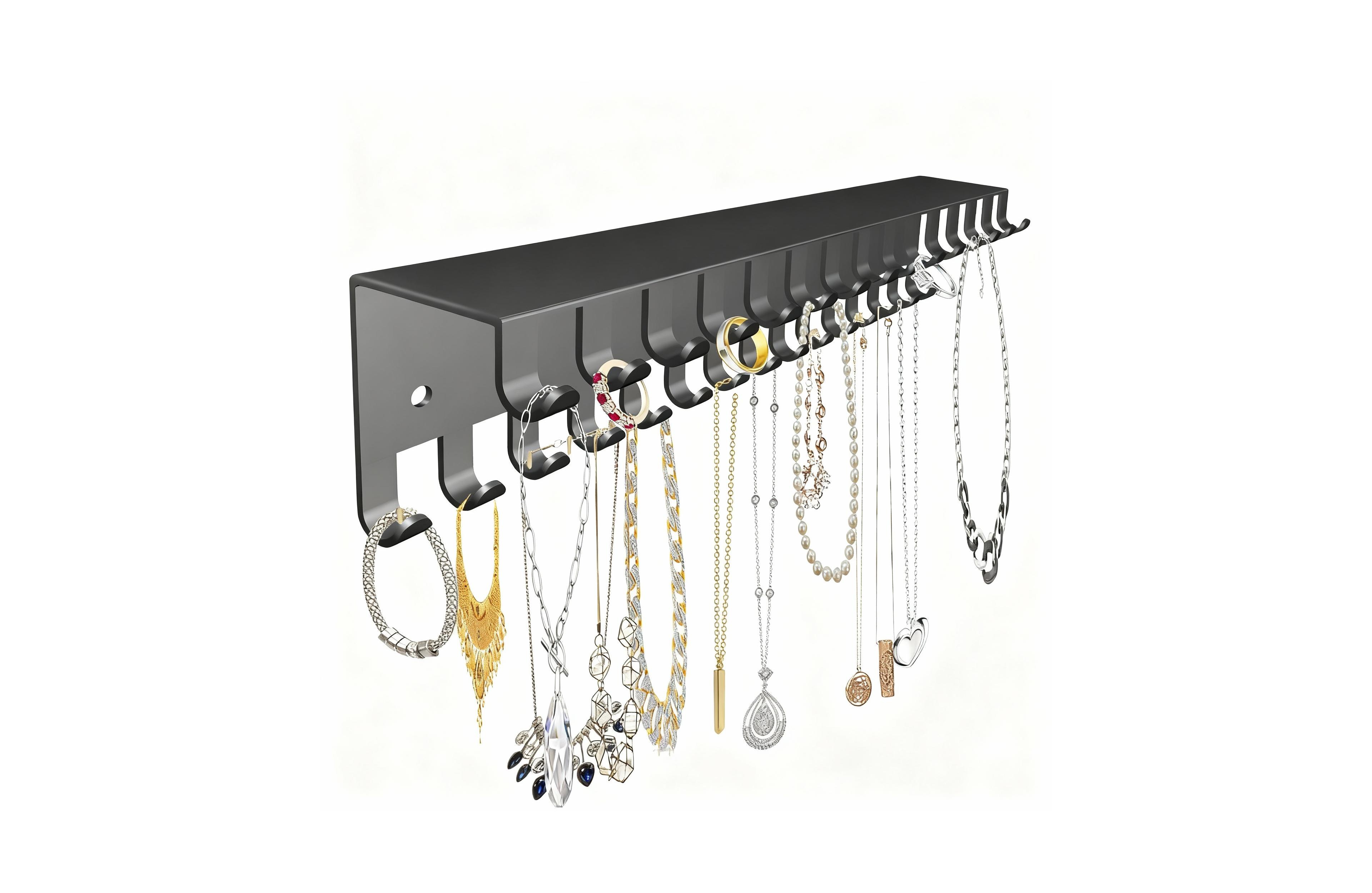 Yigii Wall Hanging Jewelry Organizer with 30 Hooks for Necklaces and Bracelets