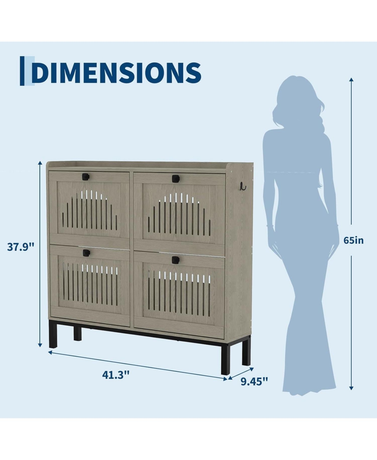 gaomon Shoe Storage Cabinet with 4 Flip Drawers, Modern Shoe Organizer with Hollow Panel Doors for Living Room, Entryway