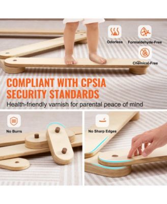 3-Piece Wooden Balance Beam Stepping Stones for Toddler Motor Skills Development