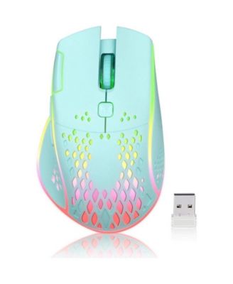 Wireless Gaming Mouse with RGB Lights - Adjustable DPI for Gaming, Office Work,Lightweight Honeycomb Design Compatible with Windows/Mac/Linux