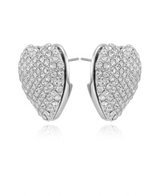 Glass Stone Heart Stud Earrings