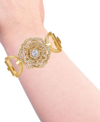 Crystal Gold-Tone Plated Statement Cuff Bracelet