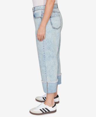Plus Size Comfort Waist Wide Leg Cropped Jeans