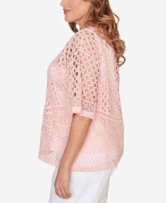 Plus Size Chemical Lace Pullover Sweater