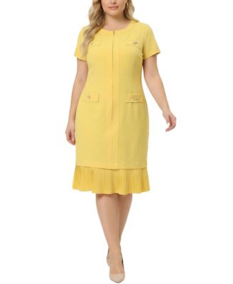 Plus Size Short-Sleeve Pleat Hem Dress
