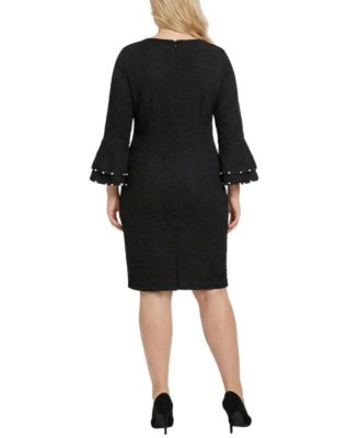 Plus Size Long-Sleeve Dress with Bell Cuffs