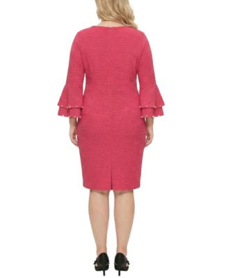 Plus Size Long-Sleeve Dress with Bell Cuffs