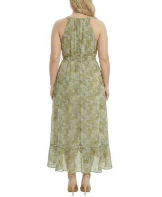 Plus Size Halter Front Chiffon Maxi Dress