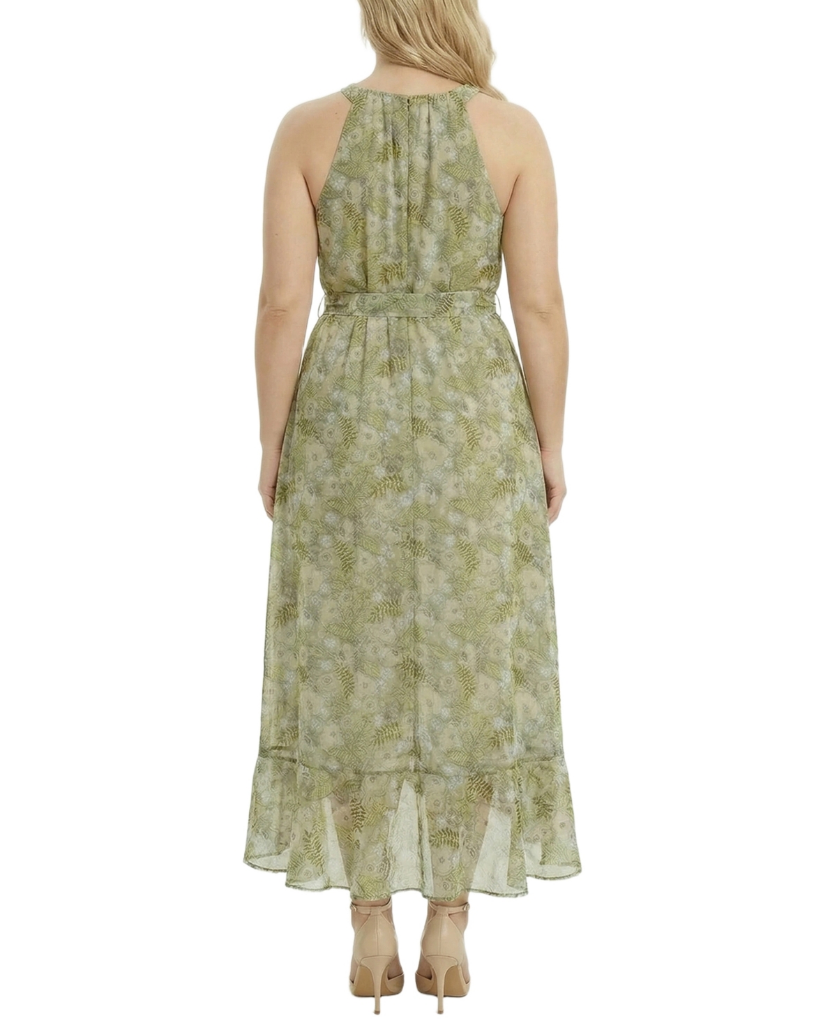 Ny Collection Plus Halter Front Chiffon Maxi Dress