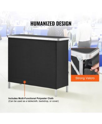 38.39" x 15.16" x 34.25 Folding Portable Bar Table with Carrying Case, Storage Shelf and Skirt