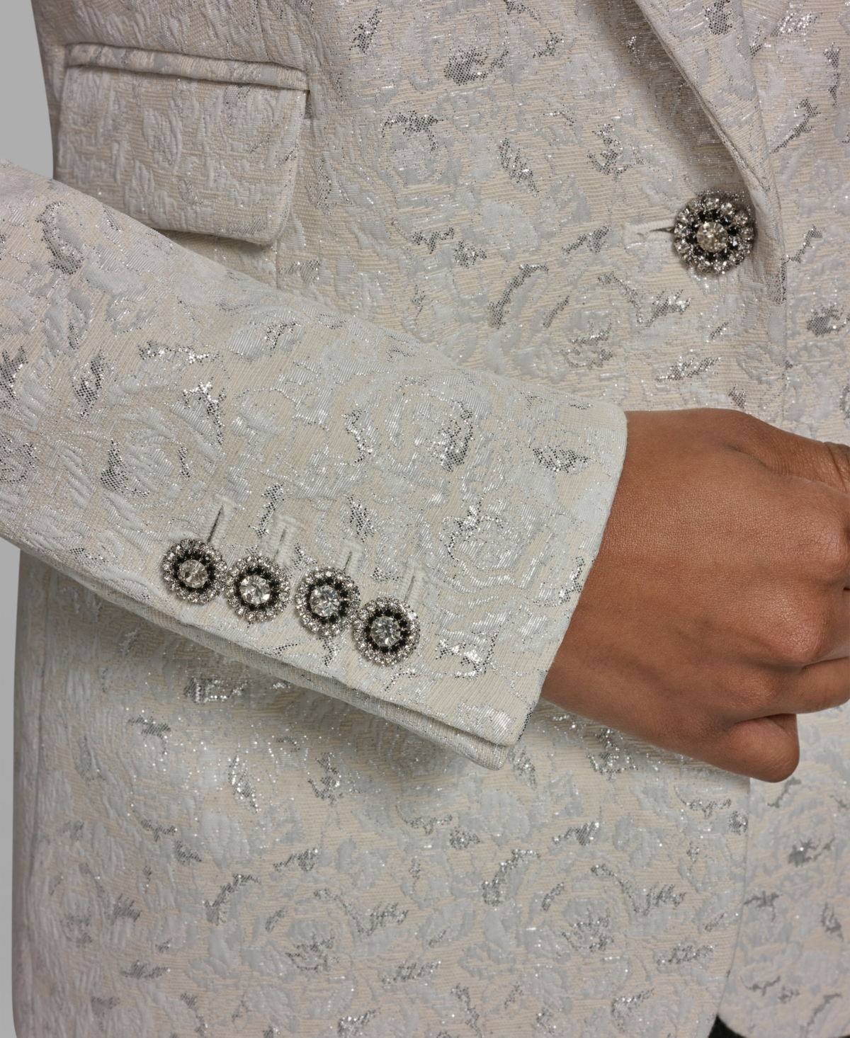 Karl Lagerfeld Paris Women's Button-Front Collared Woven Jacket