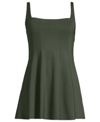 Women's Square Neck Corset Seamed Swim Dress