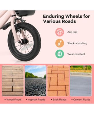 12 Inches Kids Bike with Basket and Adjustable Handlebar for 3-4 Years Old