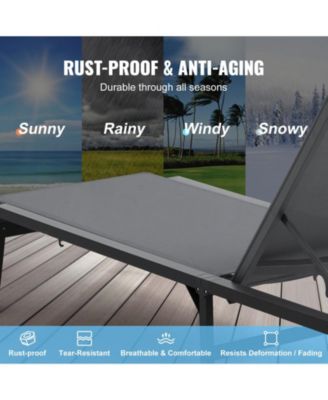 2-Piece Outdoor Patio Chaise Lounge Chair Set with Adjustable 5-Position Backrest