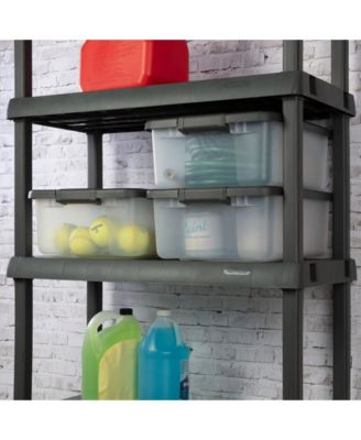 25 Quart ShelfTote, Stackable Storage Bin with Latching Lid, 6 Pack