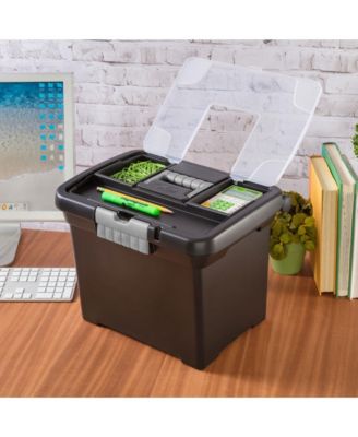 Portable Lockable File Box w/ Extra Compartment & Handle (4 Pack)