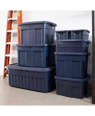 18 Gallon Stackable Storage Container, Dark Indigo Metallic (12 Pack)