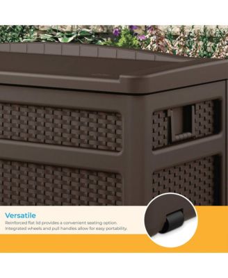 DBW7500 73 Gallon Outdoor Patio Storage Chest with Handles & Seat, Java