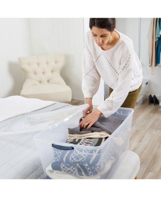 Cleverstore 95 Quart Clear Plastic Storage Container & Lid, (4 Pack