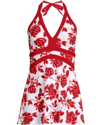 Women's V-Neck Halter Mini Swim Dress