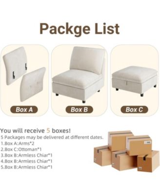 97" Sectional Couch for Living Room, Modern l-Shaped Modular Sectional Sofa, Cloud Couch with Storage Ottoman