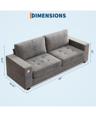 90" Oversized Cloud Couch, 114 Pounds Mid Century Chenille Sofa, No Assembly Required & Deep Seat
