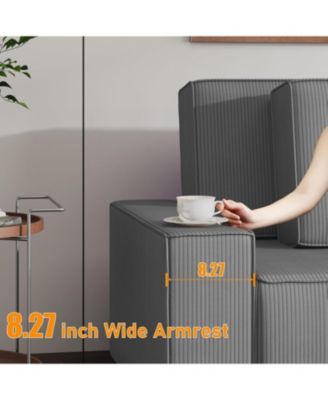 Corduroy Stripe 96 Inch Large Couch, Modern L Shaped Oversized Sectional Sofa with Deep Seat, Comfy Modular Couch