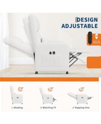 Power Recliner Chair with Massage and Heat with Massage Function with Lumbar Support, Adjustable Push Back, Wide Armrests