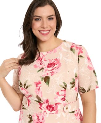 Plus Size Short-Sleeve Printed Midi Dress