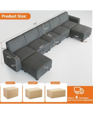 Oversized Modular Sectional Sofa with Storage Ottoman, Large U Shaped Corner Couch, Convertible Modular Sectional Couch