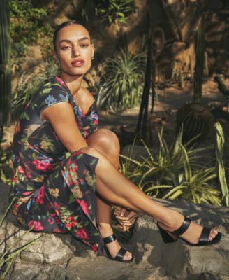 Women's Printed Mesh Asymmetrical Neckline Bodycon Dress