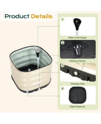Galvanized Raised Garden Bed 16.5'' Self-Watering Planter Box with Drainage Plug and Water Reservoir for Indoor & Outdoor Gardening