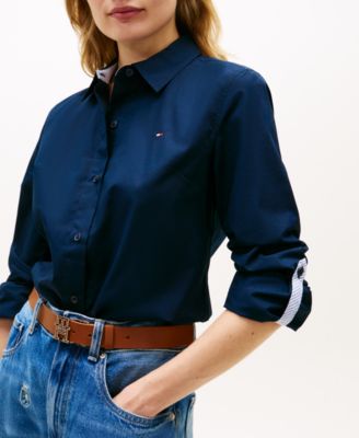 Women's Classic Poplin Roll-Tab Long-Sleeve Shirt