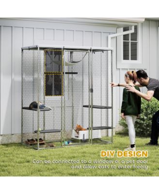 Large Catio Outdoor Cat Enclosure with Waterproof Cover