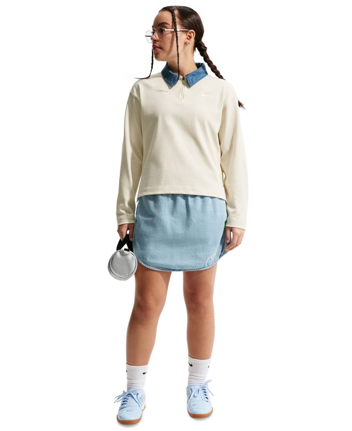 Детская рубашка-поло Nike Sportswear Collection с длинным рукавом, 7-16, цвет: Кремовый — фото 1
