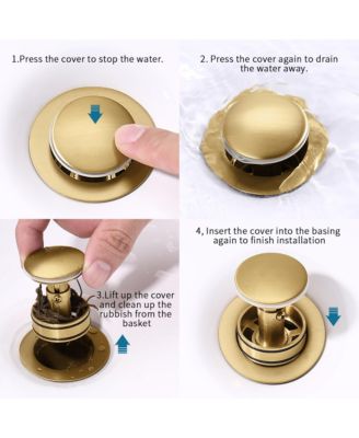 Bathroom Sink Drain - Pop-Up Drain Stopper, Anti-Clogging Design with Strainer Basket for Vanity