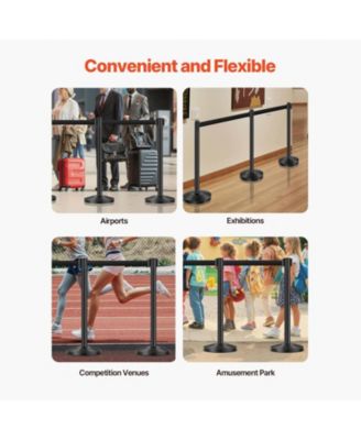6 Piece Crowd Control Stanchion Set with Retractable Belts for Exhibitions
